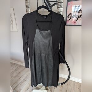 Tribal Black Dress with Faux Leather Panel.